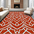 Terracotta Geometric Art Deco Scroll Rug