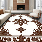 Deep Brown Ornamental Floral Medallion Rug