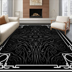 Dark Gray Ornate Abstract Symmetry Rug