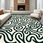 Minimalist Dark Abstract Swirl Rug