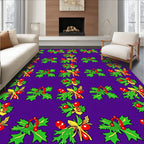 Vibrant Purple Holly Berry Bows Rug