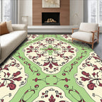 Ornate Red Floral Lattice Cream Rug