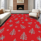 Crimson White Fern Floral Whimsical Rug