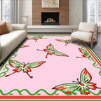 Spring Butterflies Pink Garden Border Rug