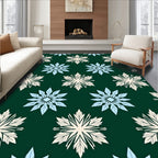 Earthy Cream Blue Starburst Medallion Rug