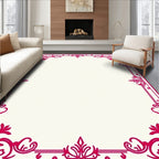 Elegant Magenta Floral Corner Border Rug