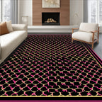 Black Pink Yellow Interlocking Geometric Frame Rug
