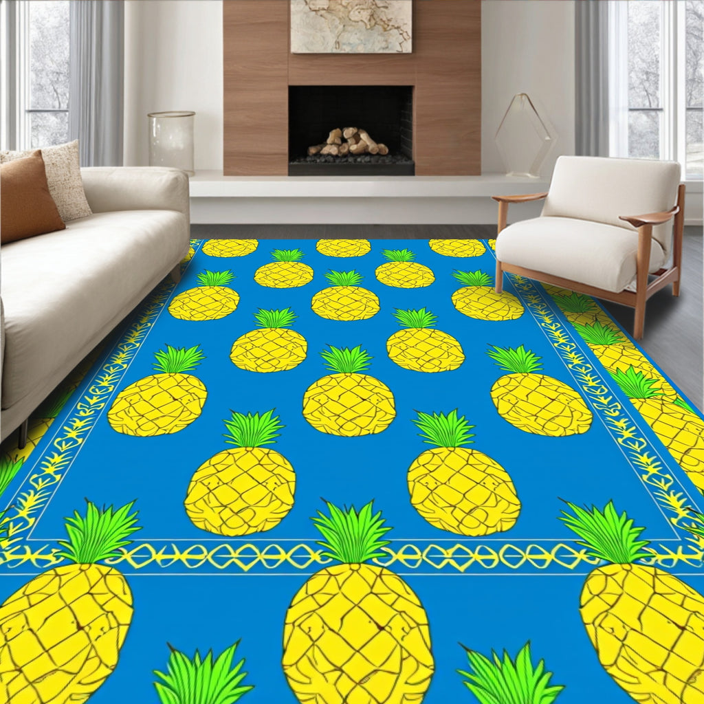 Sunshine Yellow Pineapple Tropical Border Rug
