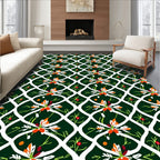 Emerald Green Floral Lattice Rug