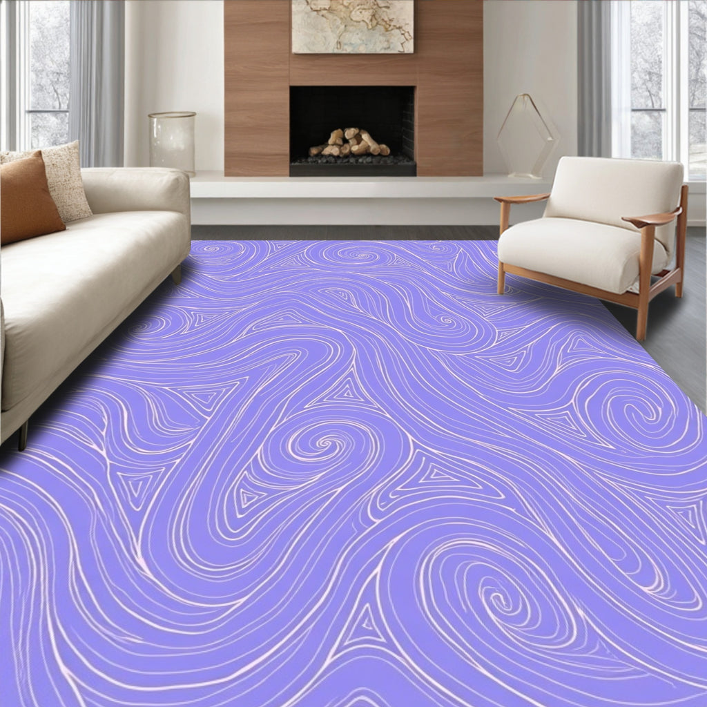 Lavender Swirling Line Abstract Rug