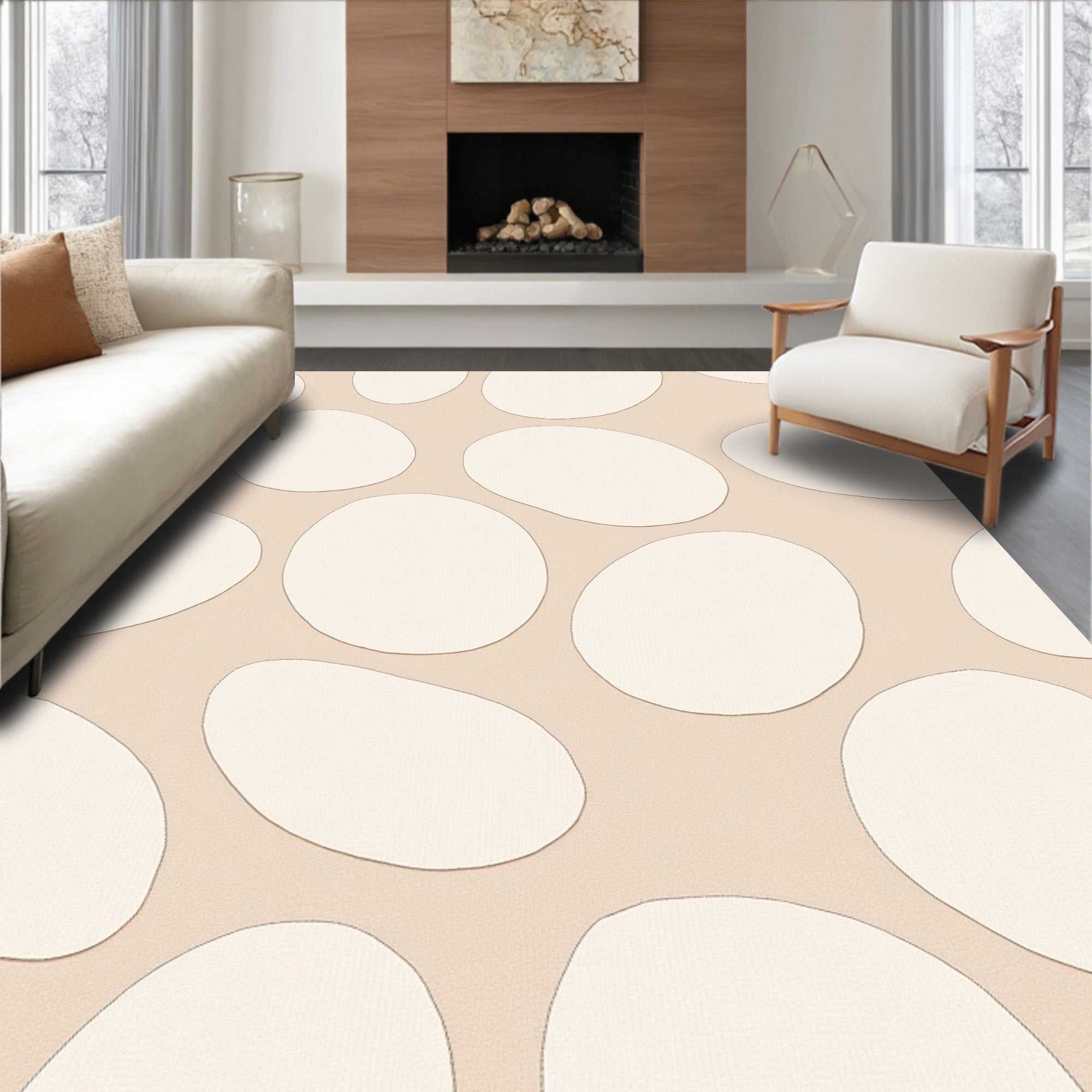 Natural Beige Organic Pebble Rug