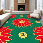 Radiant Red Yellow Floral Bloom Rug