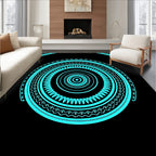 Cyan Concentric Mandala Circles Rug