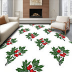 Christmas Holly Berry Sprig Repeat Rug