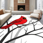 Bold Scarlet Cardinal Perched On Branches Rug
