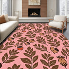 Brown Acorn Foliage On Pink Background Rug