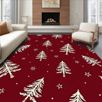 Crimson Christmas Tree Star Sprinkled Rug