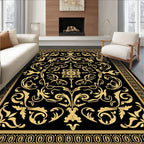 Golden Black Baroque Scroll Rug