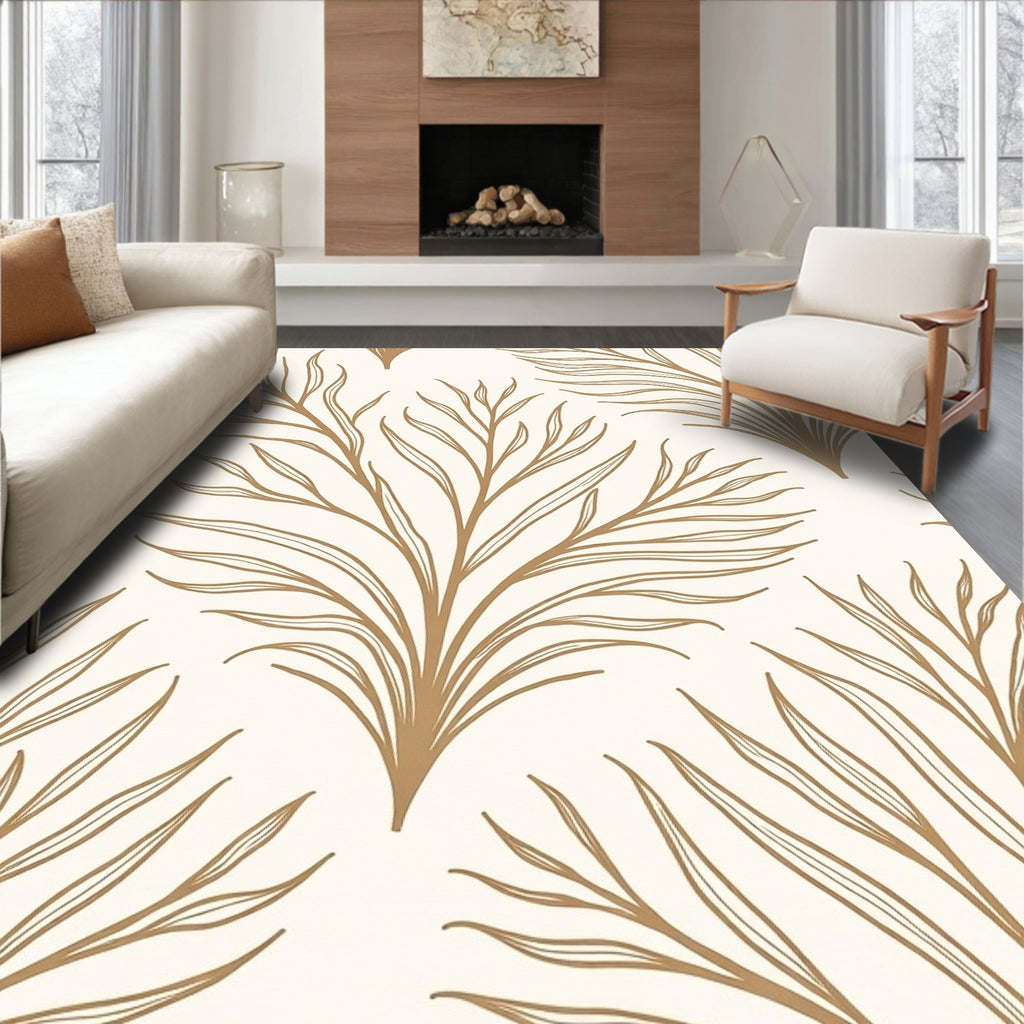 Golden Branch Line Art Rug