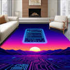Neon Cyberpunk Horizon Interface Rug