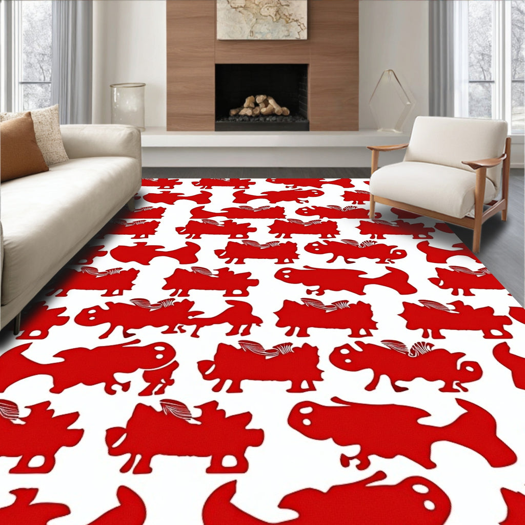 Bold Red Creature Repeat Rug