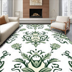 Sage Green Floral Damask Arrangement Rug