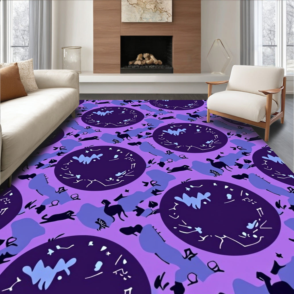 Purple Camel Silhouette Circular Arrangement Rug