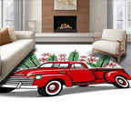 Vintage Red Truck Snowflakes Garland Rug