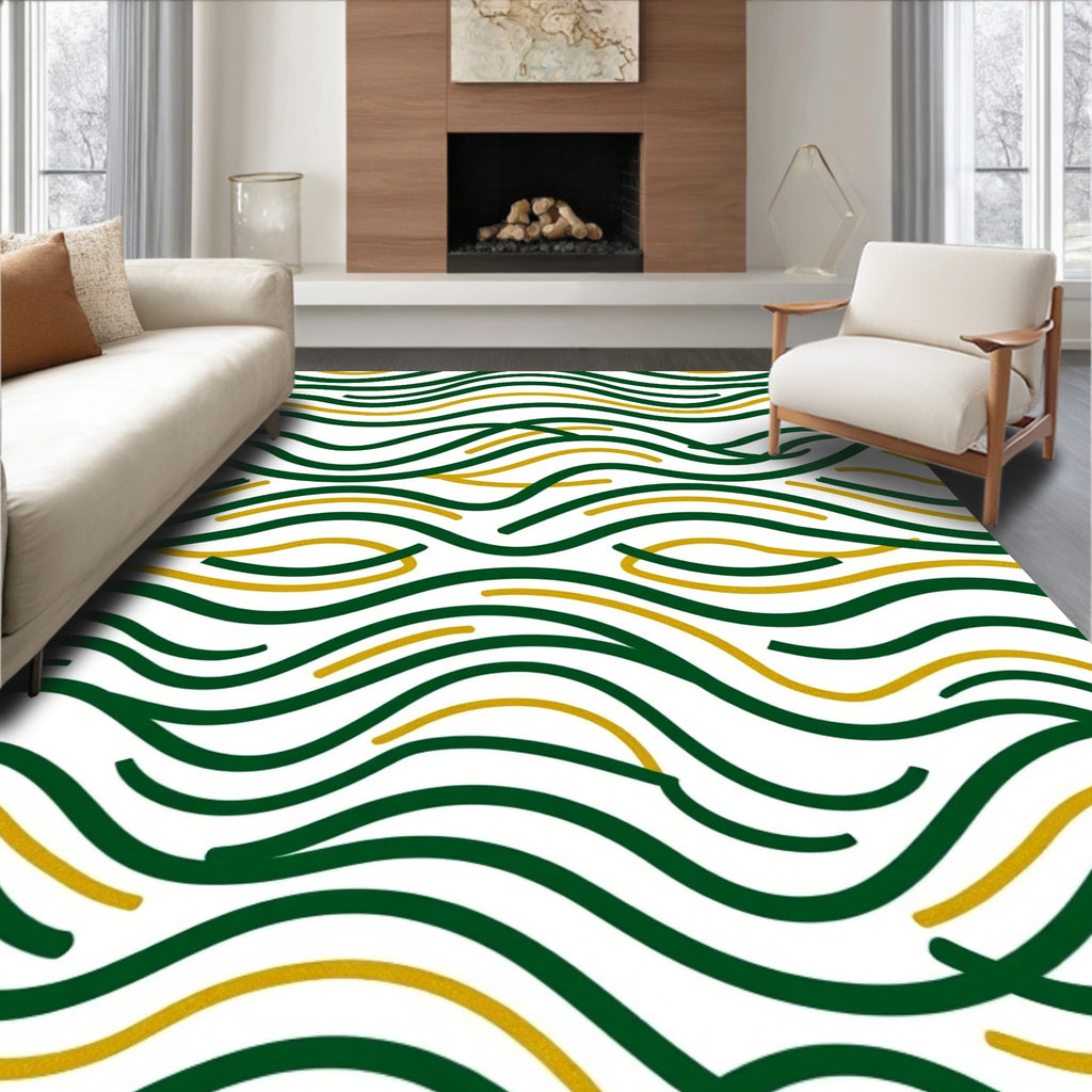 Emerald Gold Flowing Lines Rug