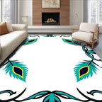 Teal Peacock Feather Floral Swirl Rug