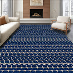 Navajo Blue Geometric Border Rug