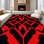 Bold Red Geometric Abstract Rug