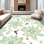 Green Leafy Bloom Hummingbird Medley Rug