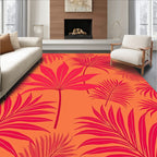 Vibrant Pink Tropical Foliage Arrangement Rug