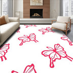 Crimson Swirling Butterfly Garden Rug