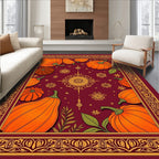 Harvest Pumpkins Scarlet Border Rug