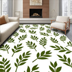 Dark Green Leafy Branch Pattern Rug