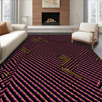 Retro Pink Yellow Geometric Maze Rug
