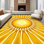 Radiant Sunburst Yellow Kaleidoscopic Rays Rug