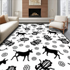 Black White Fauna Insect Illustration Rug