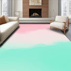 Soft Pink and Teal Wave Rug