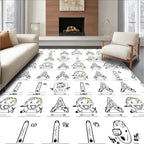 Playful Cartoon Characters Geometric Arrangement Rug