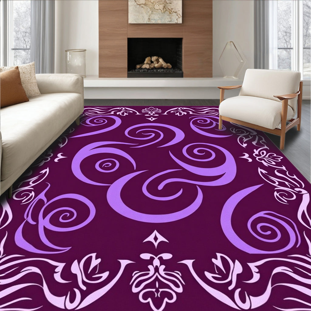 Plum Swirl Floral Accent Rug