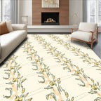 Cream Yellow Floral Archway Artwork Rug