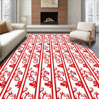 Red Floral Vine Stripe Rug