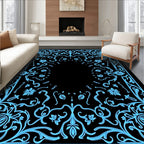 Light Blue Ornate Floral Symmetry Rug