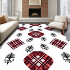 Crimson Tartan Diamond Foliage Medallion Rug
