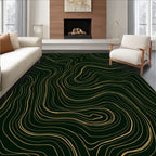 Golden Winding Lines Dark Rug