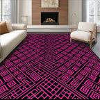 Bold Hot Pink Geometric Maze Rug