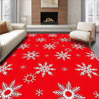 Crimson White Snowflake Cluster Com Rug